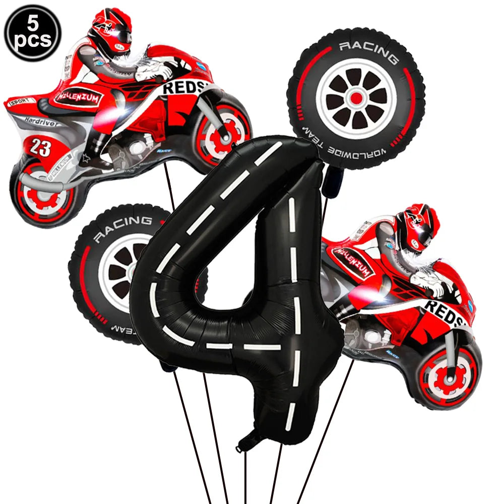 סט בלוני אופנועי מרוץ עם ספרה שחורה – 1–9 – תמונה 10