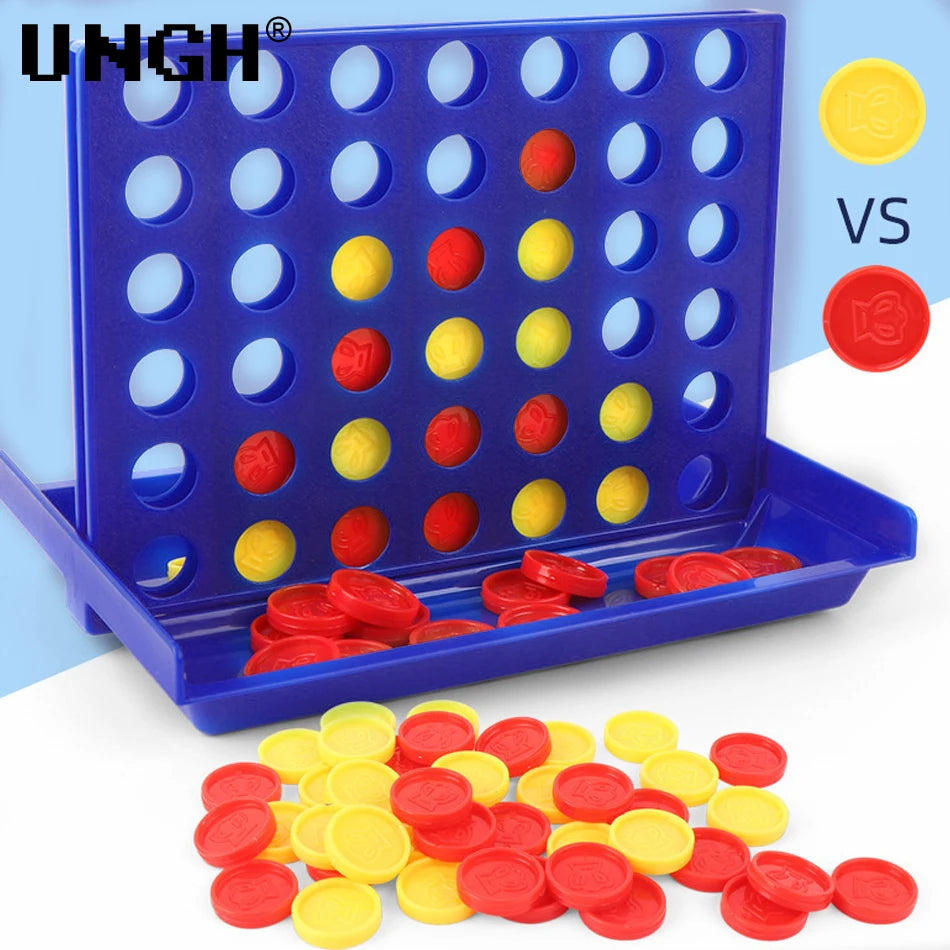 Two kids playing the four in a row game together