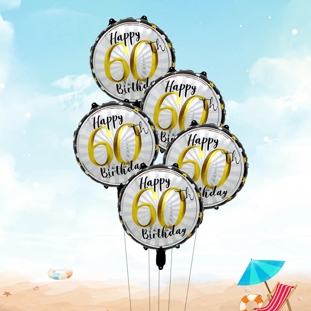 5 בלוני "Happy Birthday" ליום הולדת עגול – 21, 30, 40, 50 או 60 – תמונה 8