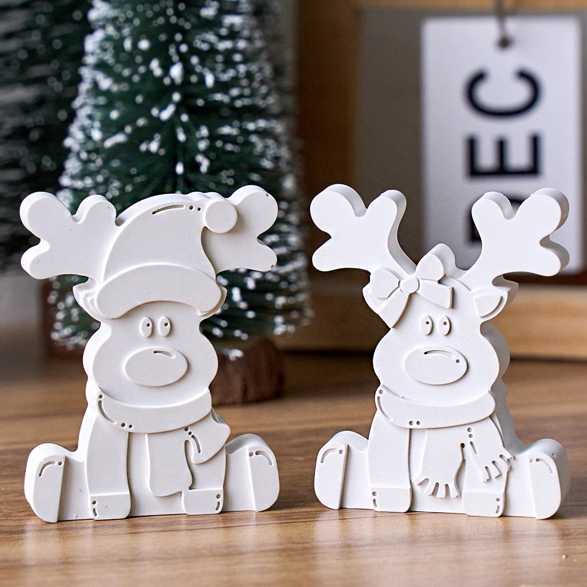 Reindeer silicone mold for plaster showing a pair of reindeer