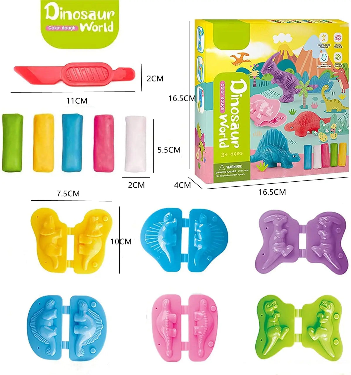 ערכת בצק משחק עם 6 תבניות דינוזאורים – תמונה 6