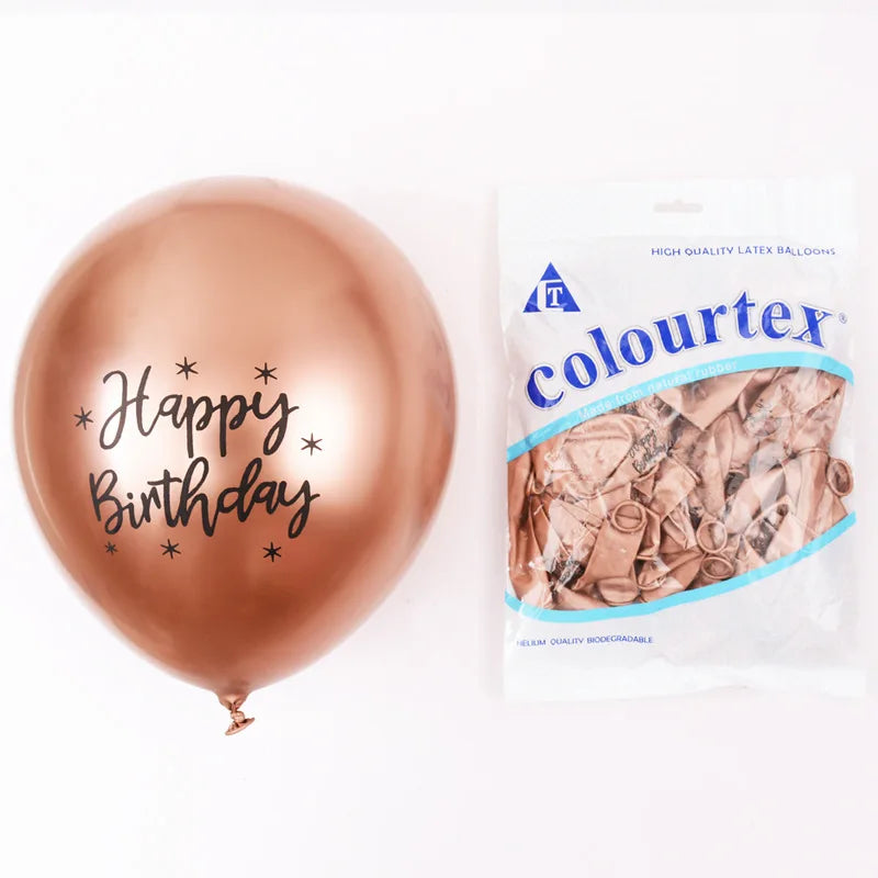 בלוני כרום עם הדפס "Happy Birthday" – 7 צבעים, 10 עד 30 – תמונה 9