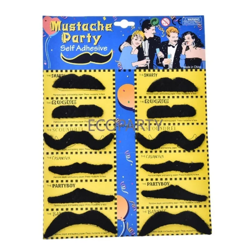 12 שפמים מודבקים לתחפושת ולמסיבות – בסגנונות שונים