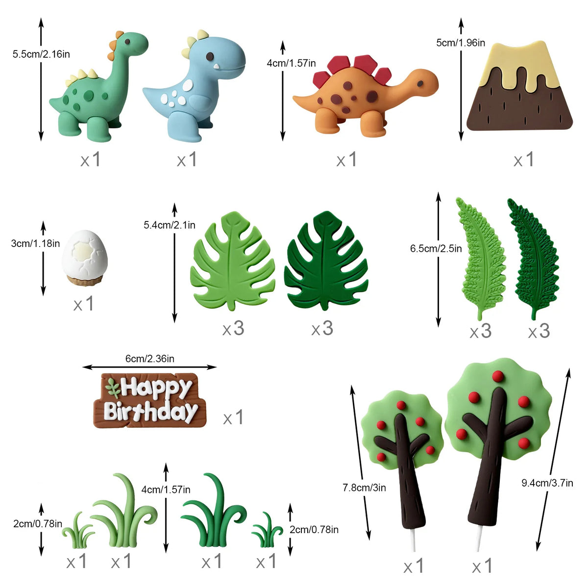 קישוטי דינוזאורים לעוגה ולקאפקייקס – 20 או 24 חלקים – תמונה 2