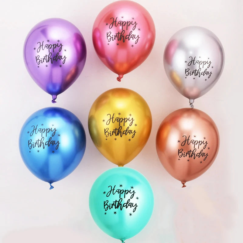 בלוני כרום עם הדפס "Happy Birthday" – 7 צבעים, 10 עד 30 – תמונה 3