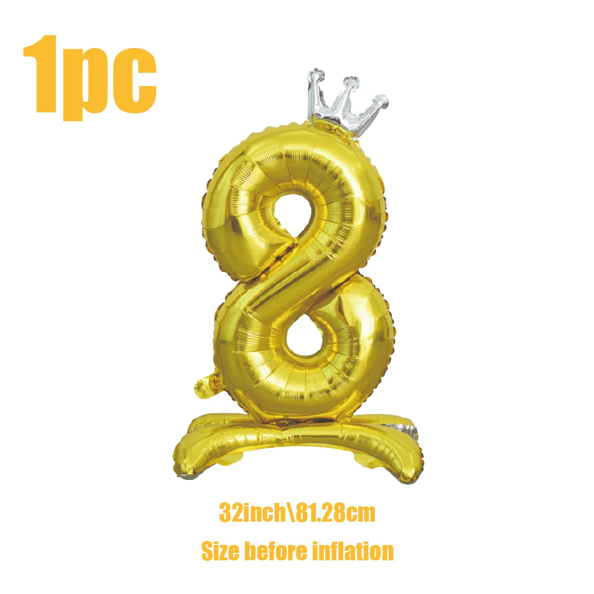 בלון ספרה זהב עם כתר ובסיס עומד – 100 ס״מ – תמונה 12