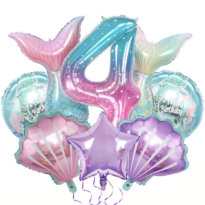 סט 8 בלוני בת ים עם בלון ספרה – ספרות 1–9 – תמונה 6