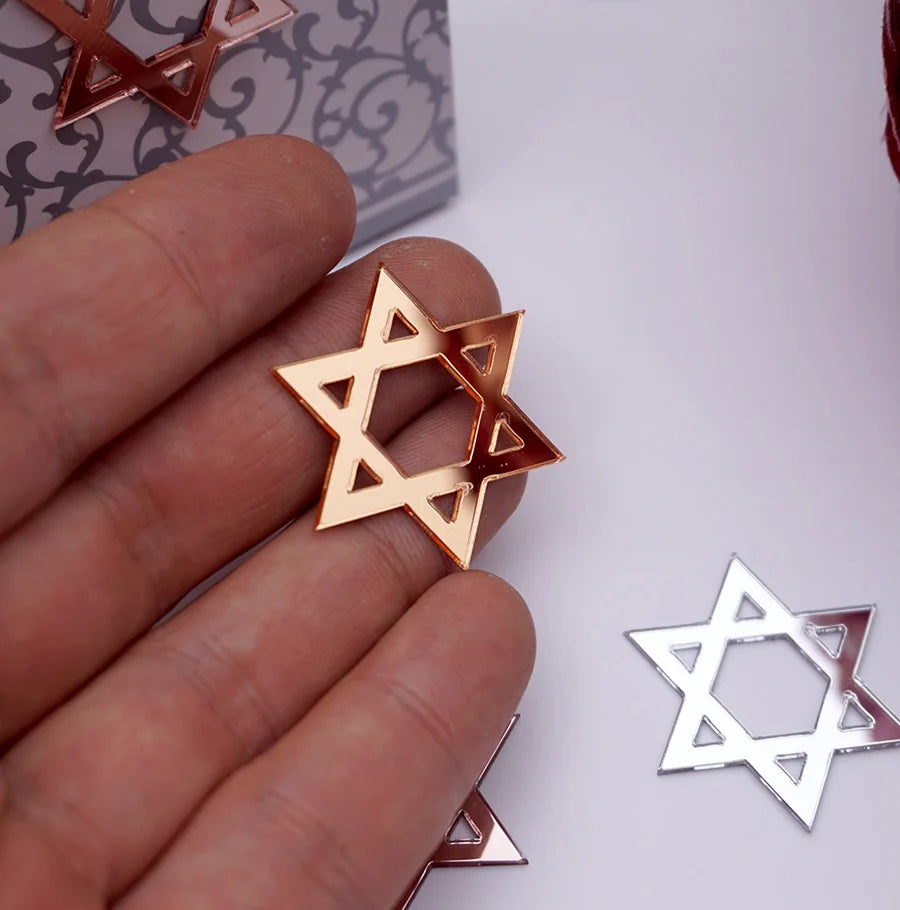 50 מדבקות מגן דוד במראה – לעטיפת מתנות חנוכה, 3 ס״מ – תמונה 4