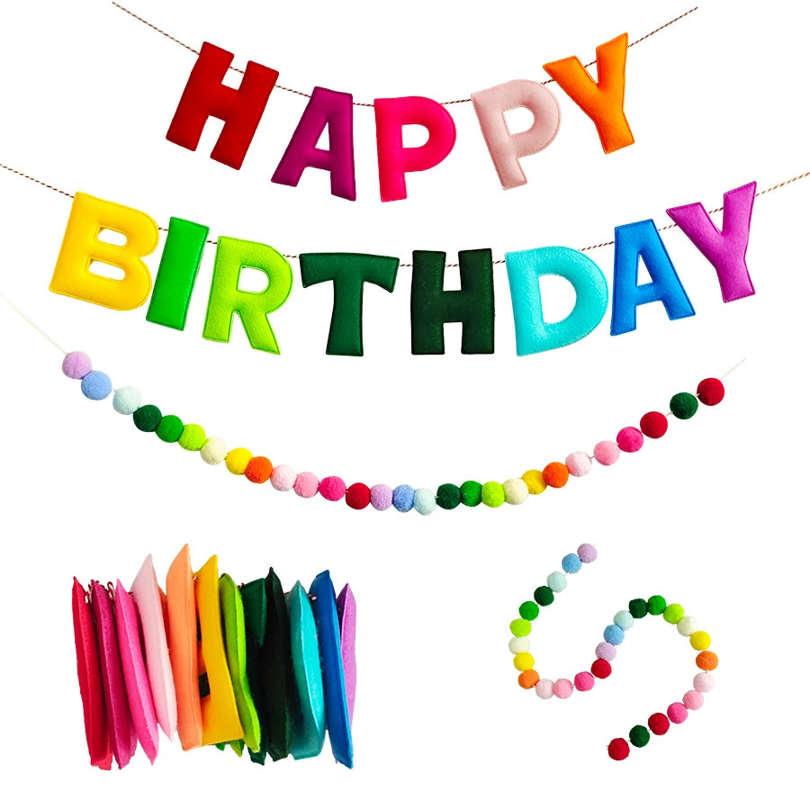 שרשרת "Happy Birthday" צבעונית בתלת-ממד – תמונה 3