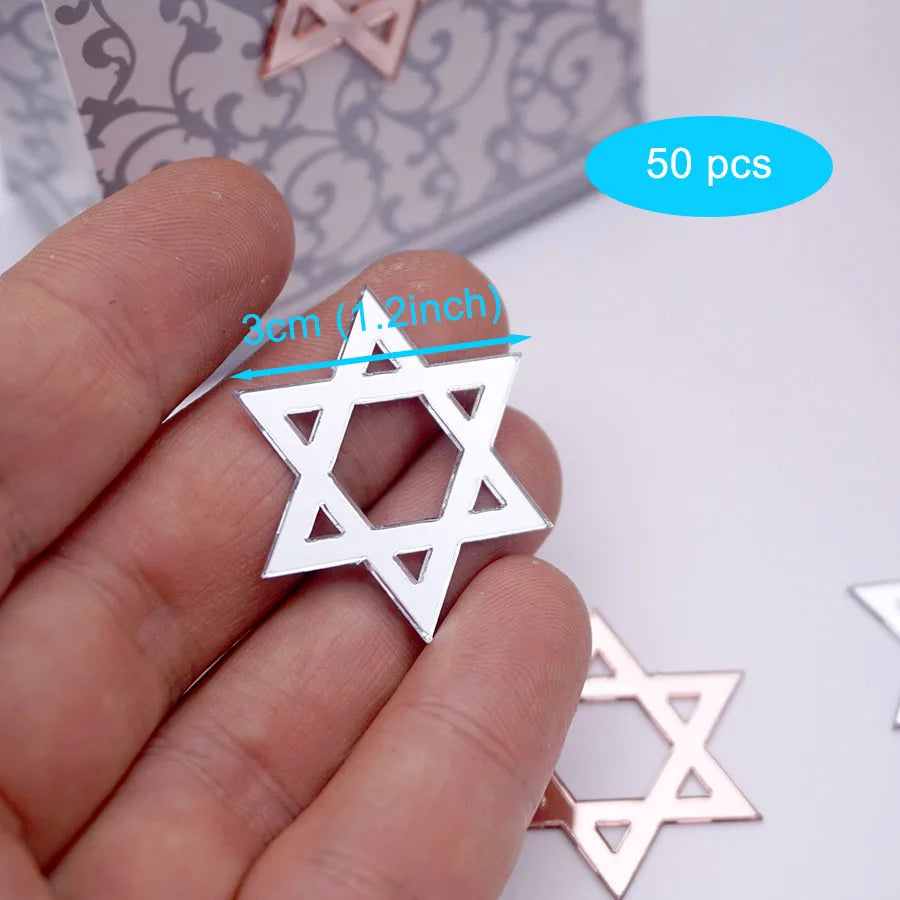 50 מדבקות מגן דוד במראה – לעטיפת מתנות חנוכה, 3 ס״מ – תמונה 3