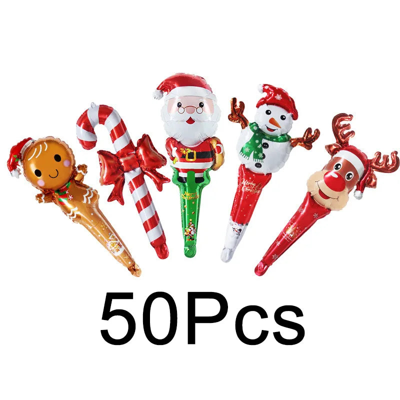 50 בלוני יד לחג המולד – סנטה, אייל, איש שלג ועוד, לחלוקה בגן ובמסיבה