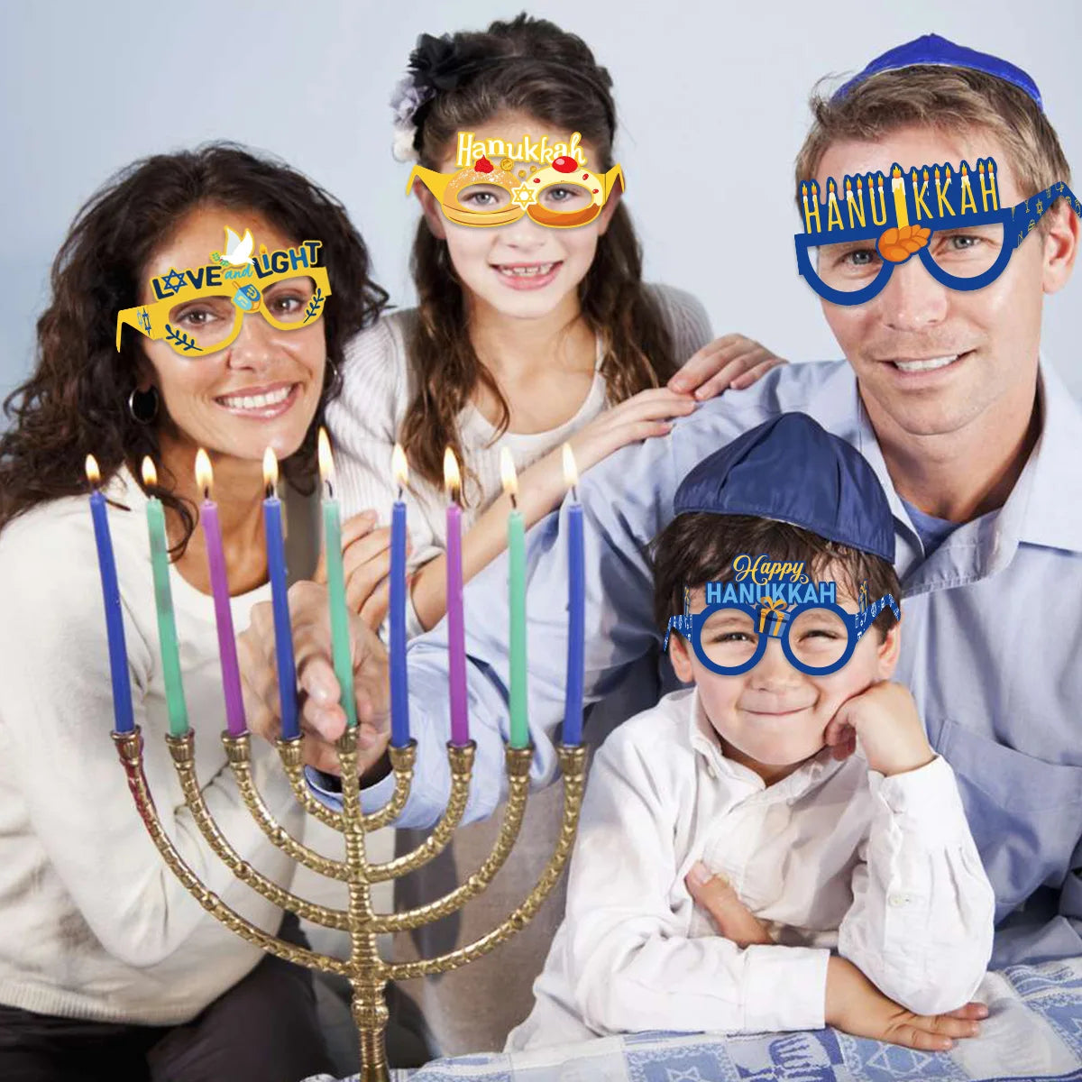 8 משקפי נייר לחנוכה – אביזרי צילום למסיבה – תמונה 4