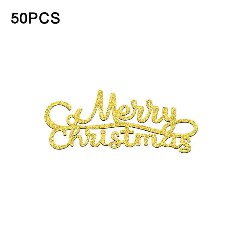 50 קונפטי "Merry Christmas" לשולחן החג – זהב או אדום – תמונה 7