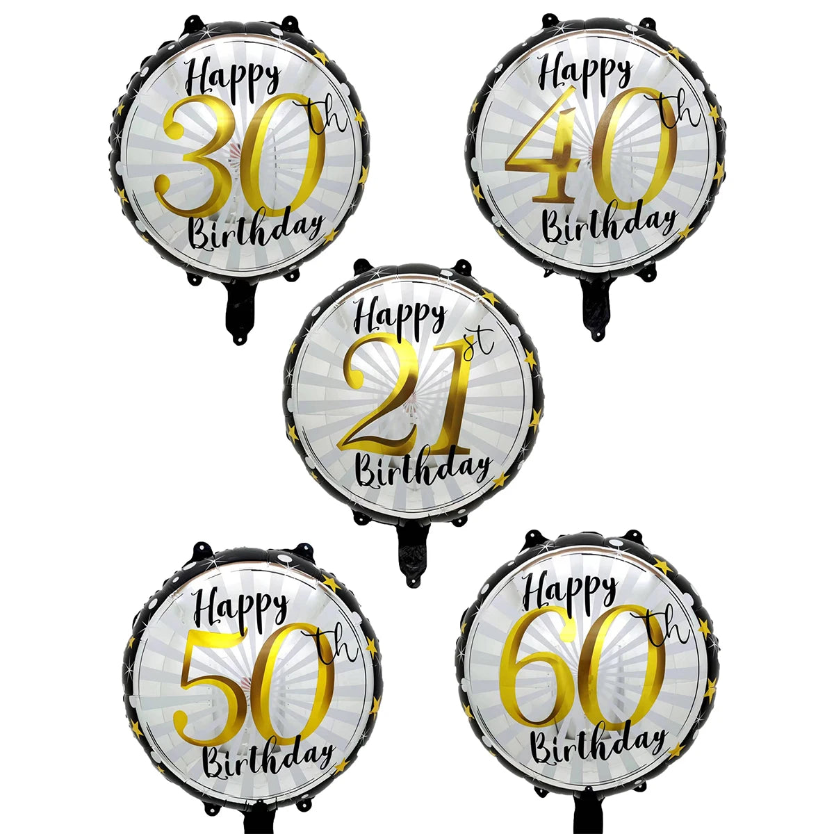 5 בלוני "Happy Birthday" ליום הולדת עגול – 21, 30, 40, 50 או 60 – תמונה 3