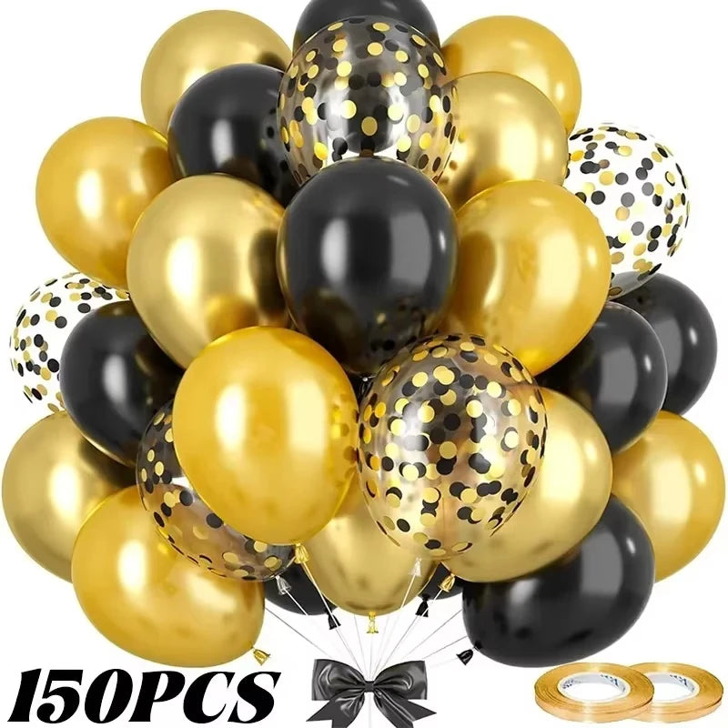 סט בלונים שחור וזהב עם קונפטי – 15 עד 60 – תמונה 6