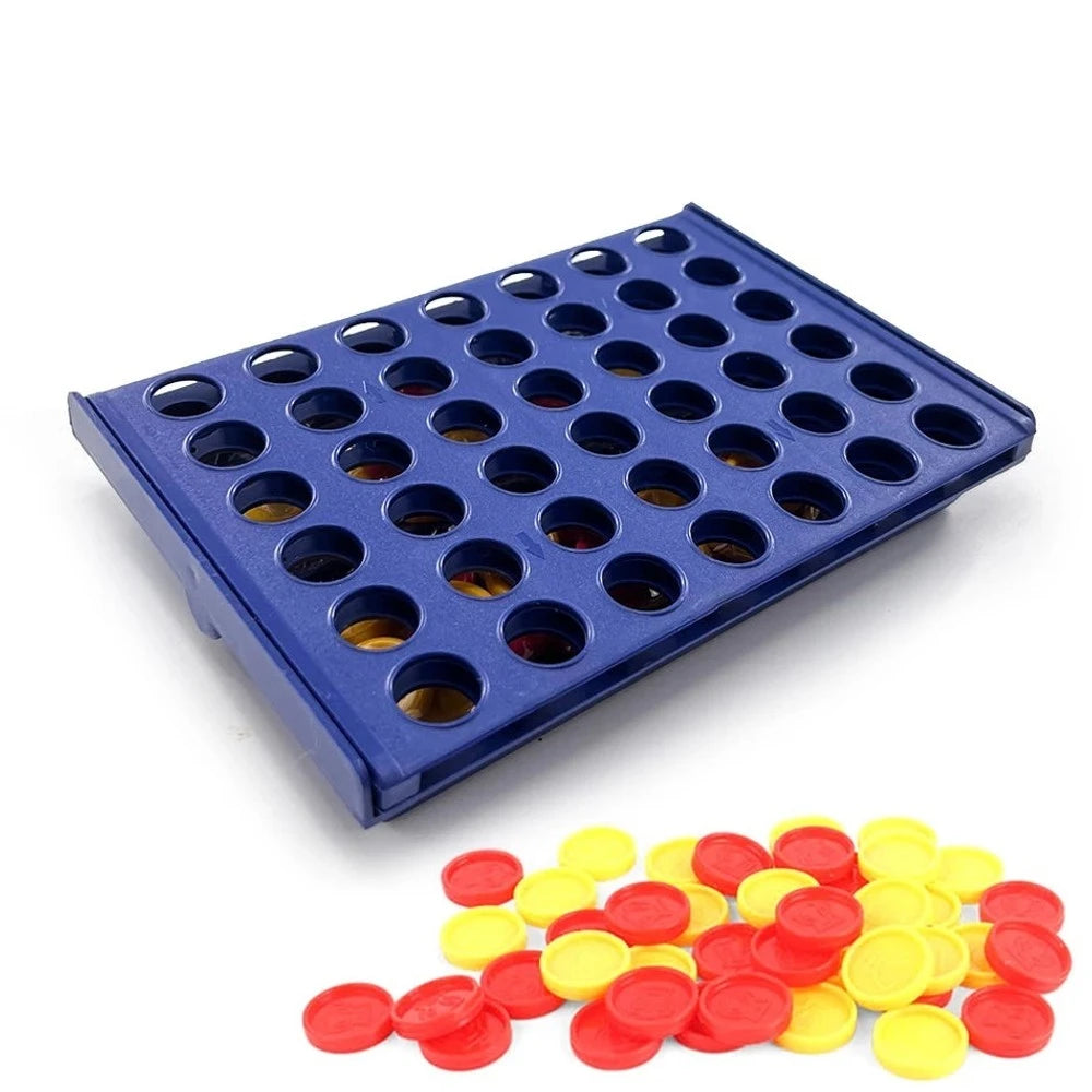 Four in a row game grid filled with red and yellow discs