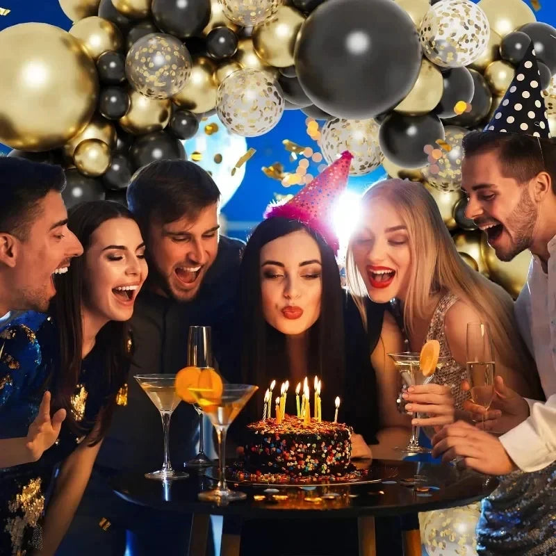 סט בלונים שחור וזהב עם קונפטי – 15 עד 60 – תמונה 5