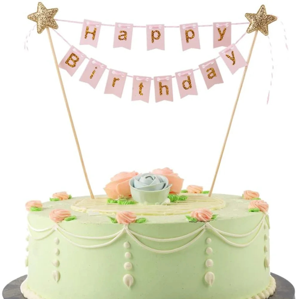 טופר דגלוני "Happy Birthday" לעוגה – 7 עיצובים – תמונה 2