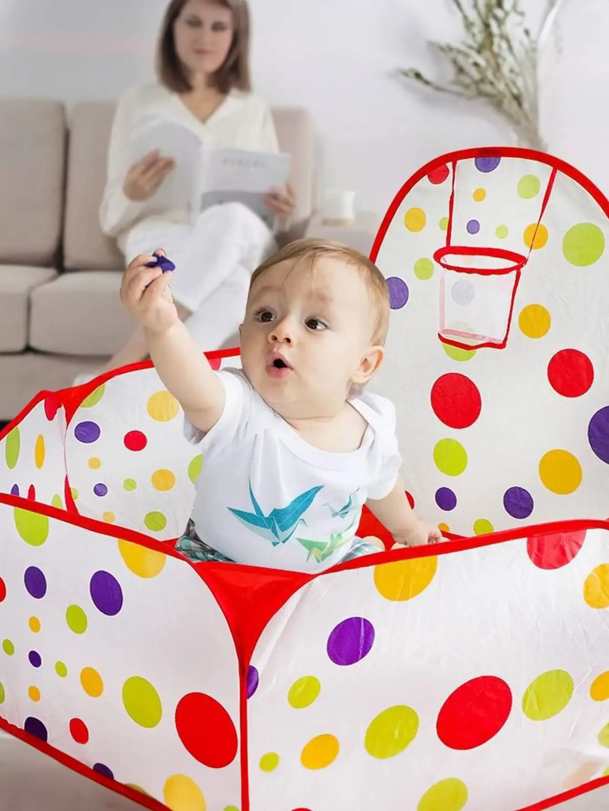 בריכת כדורים עם סל כדורסל – אוהל משחק מתקפל – תמונה 5