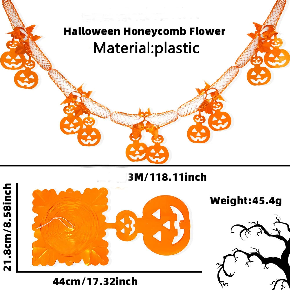 שרשרת דגלונים להאלווין – Happy Halloween, רוחות, דלעות ועוד – תמונה 10
