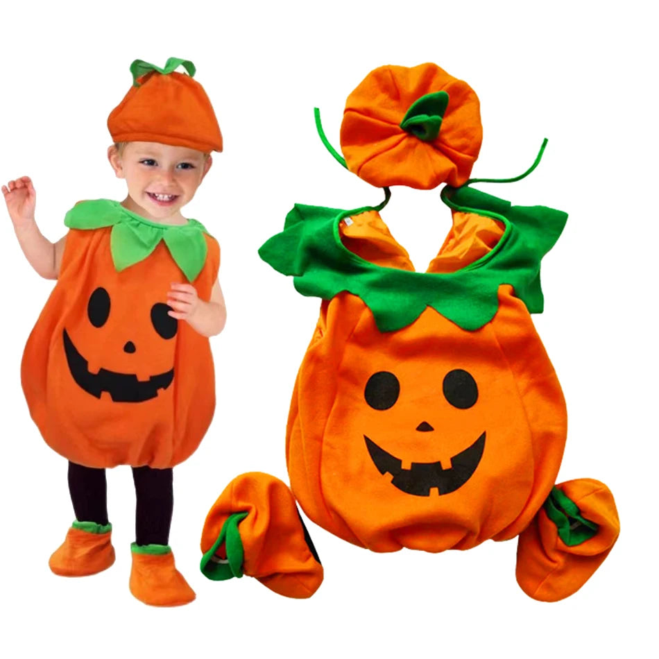 תחפושת דלעת לילדים להאלווין – עם כובע – תמונה 3
