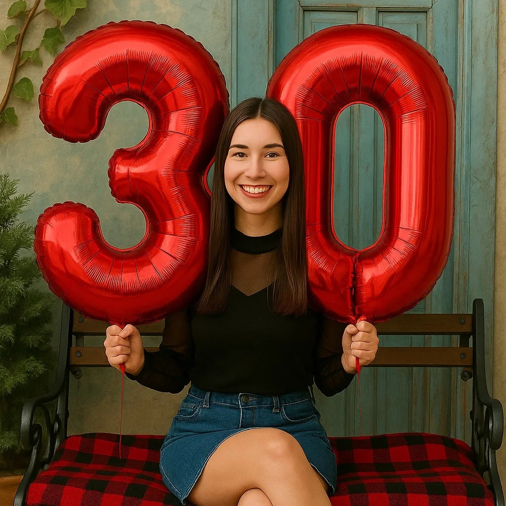 בלון ספרה אדום 80 ס״מ – ספרות 0–9 – תמונה 3