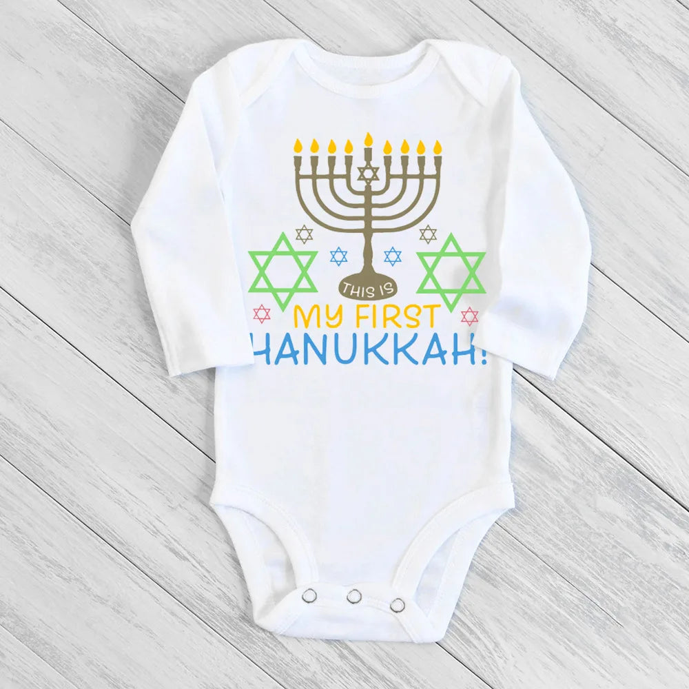 בגד גוף לתינוק "My First Hanukkah" – לחנוכה הראשון, 3 עד 24 חודשים – תמונה 4
