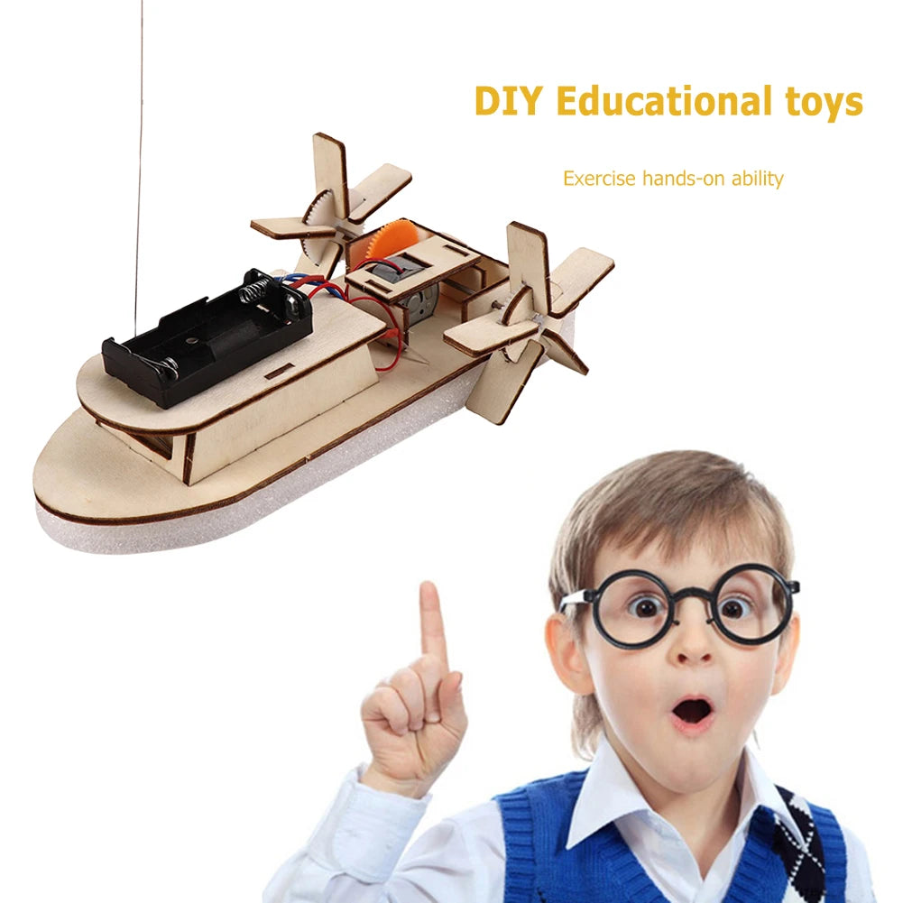 סירה חשמלית להרכבה מעץ – ערכת STEM – תמונה 6