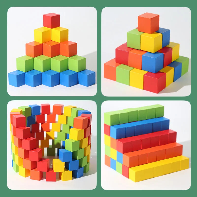 קוביות עץ צבעוניות – 50 עד 100 קוביות – תמונה 3