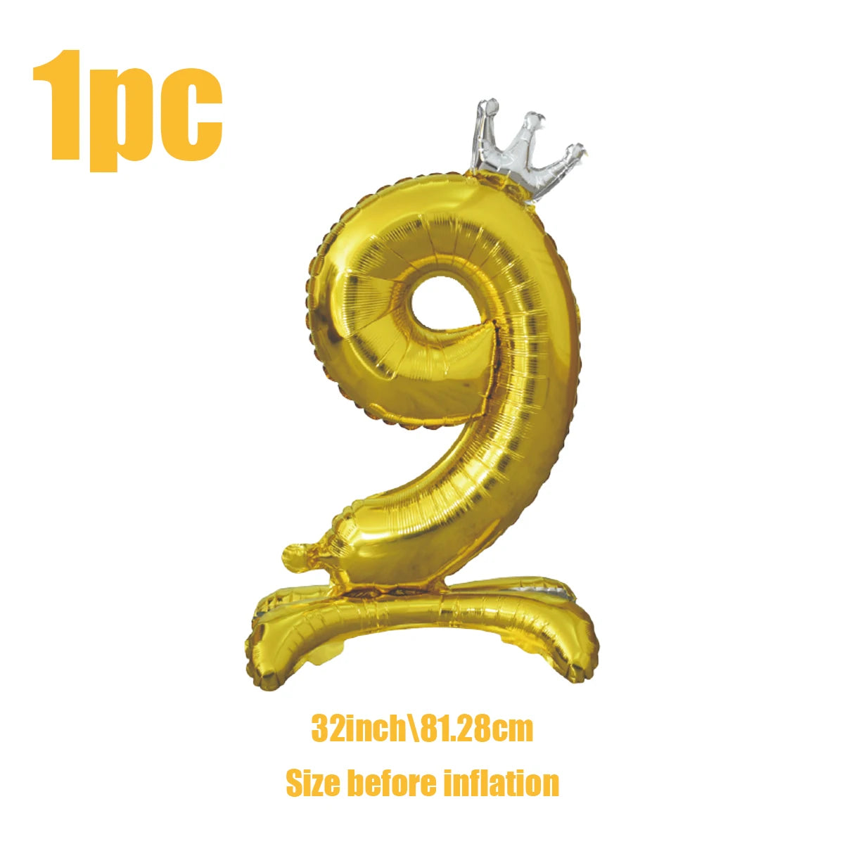 בלון ספרה זהב עם כתר ובסיס עומד – 100 ס״מ – תמונה 13