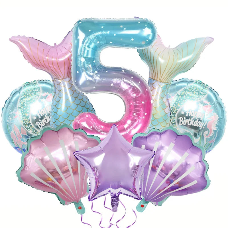 סט 8 בלוני בת ים עם בלון ספרה – ספרות 1–9 – תמונה 7