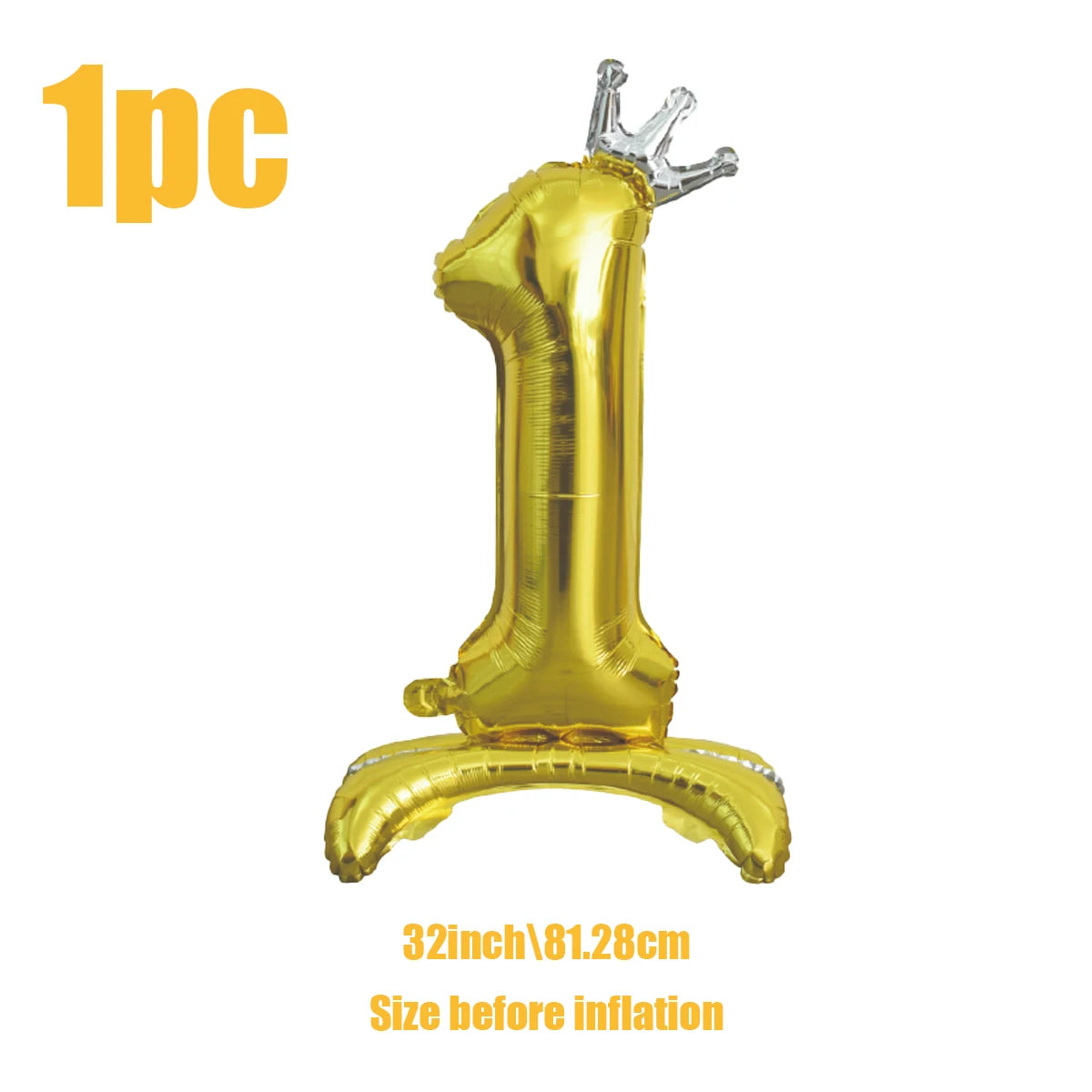 בלון ספרה זהב עם כתר ובסיס עומד – 100 ס״מ – תמונה 7