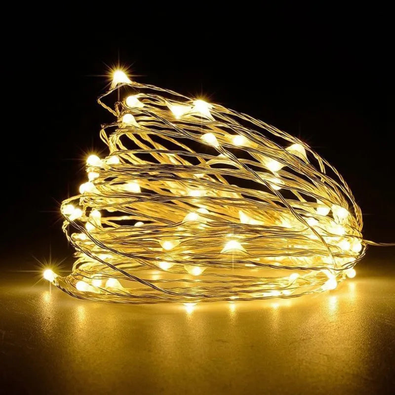 Battery box attached to a string of fairy lights
