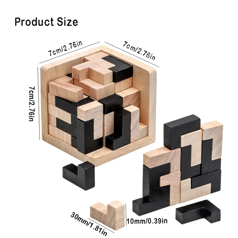חידת קובייה מעץ – מרכיבים 3D מחלקים – תמונה 6