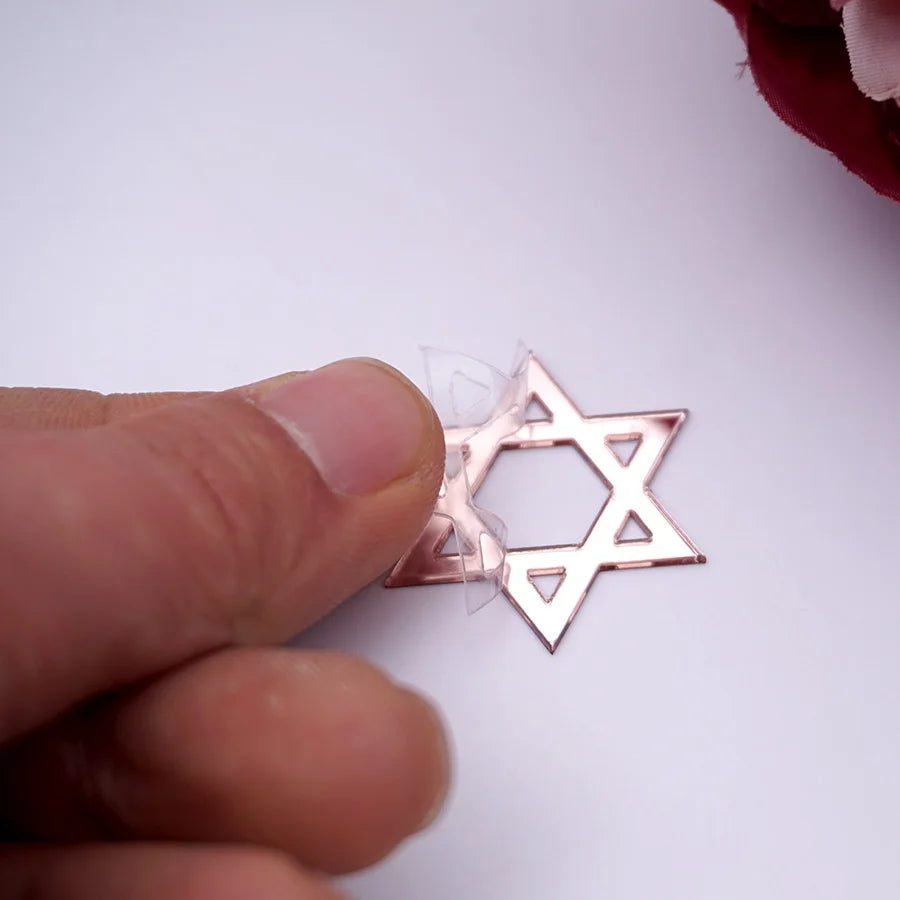 50 מדבקות מגן דוד במראה – לעטיפת מתנות חנוכה, 3 ס״מ – תמונה 6