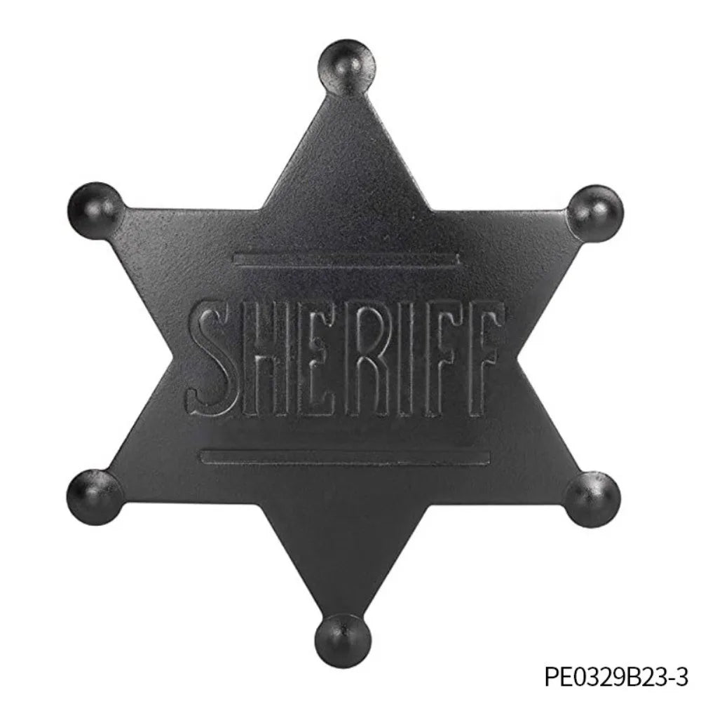כוכב שריף מתכתי לתחפושת קאובוי – זהב או שחור – תמונה 3