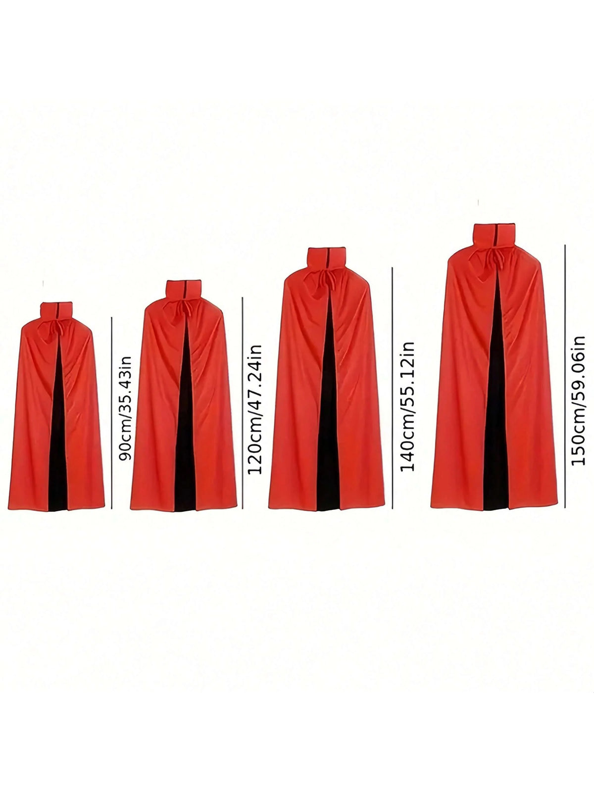 גלימת ערפד דו-צדדית להאלווין – שחור ואדום, לנוער ולמבוגרים – תמונה 2