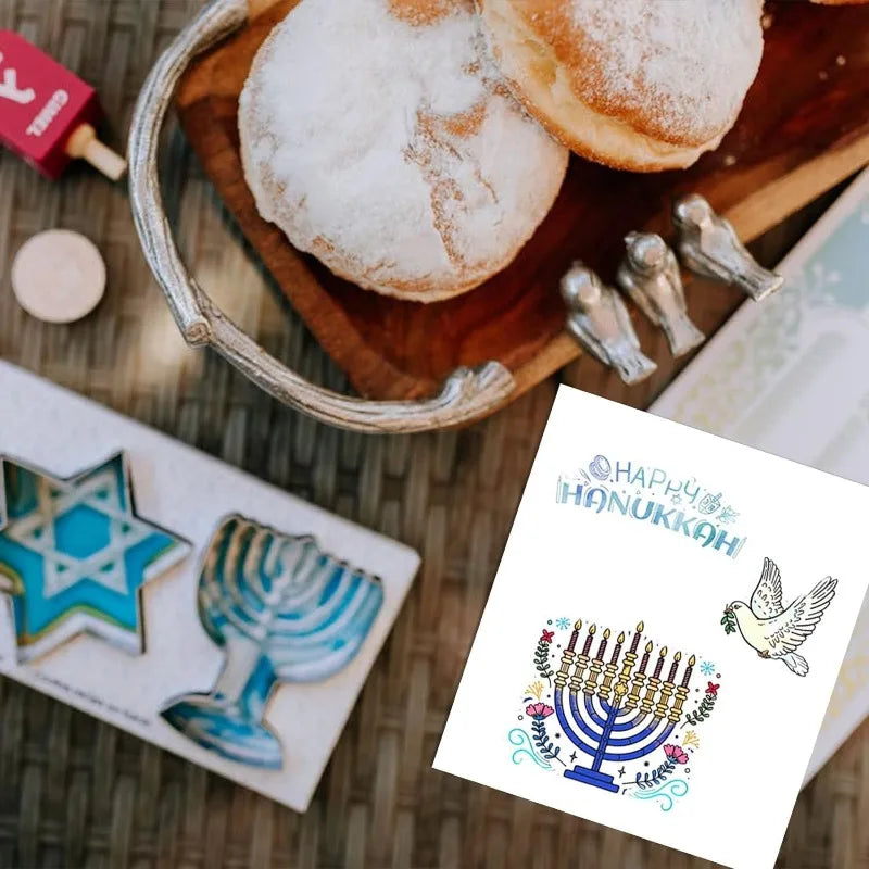 חותמות שקופות לחנוכה ליצירה – חנוכיה, סביבון, יונה ועוד – תמונה 6