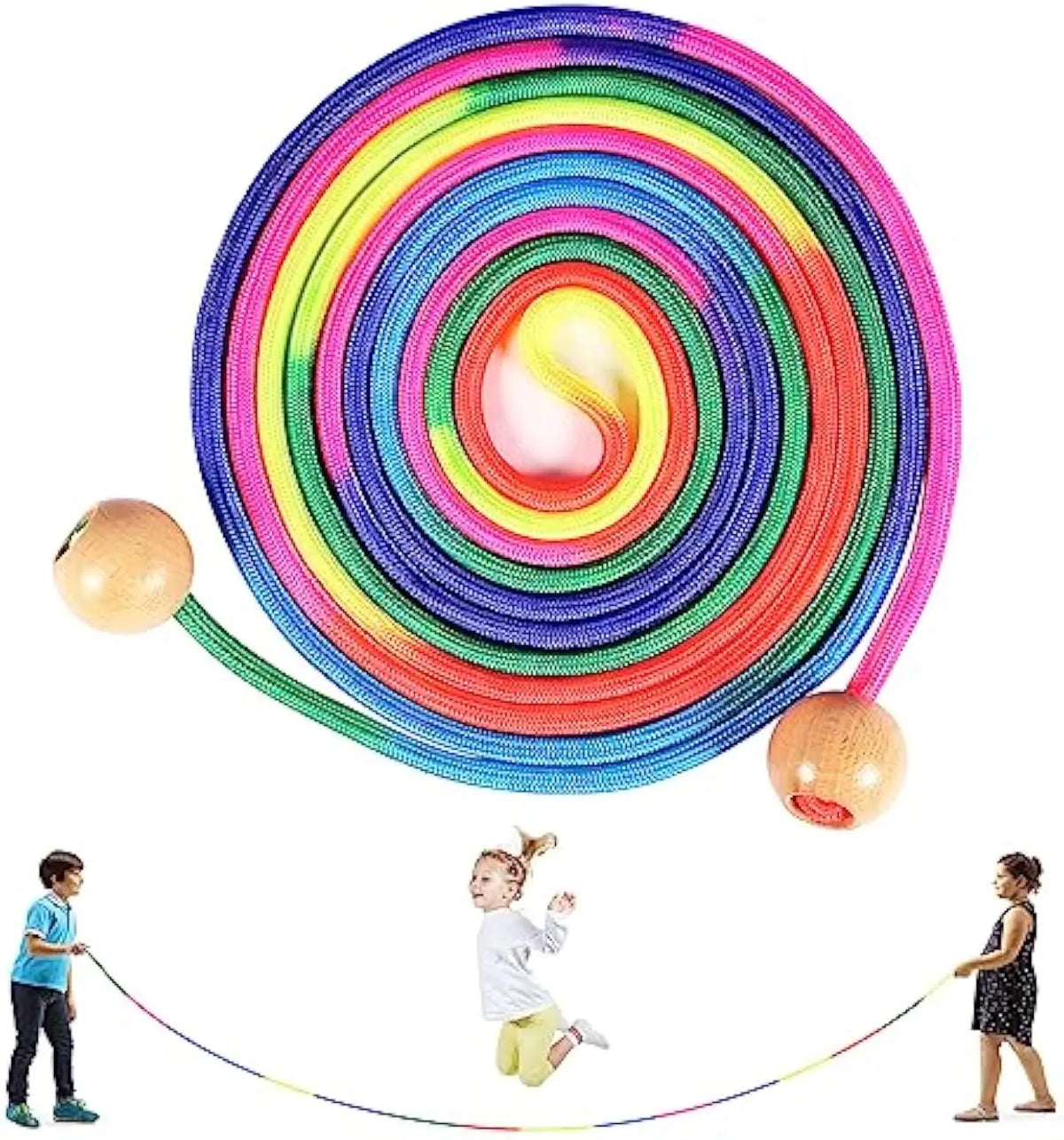 חבל קפיצה קבוצתי בצבעי הקשת – 5 מטר – תמונה 7