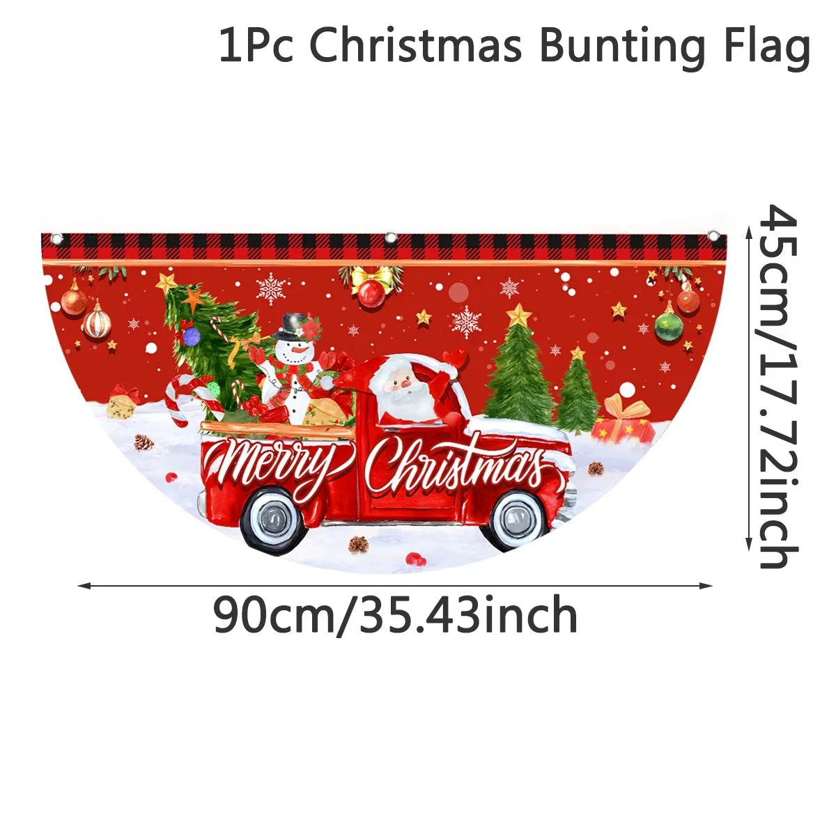 דגל חצי עיגול לחג המולד – למרפסת, לגדר ולחלון, 90×45 ס״מ – תמונה 8