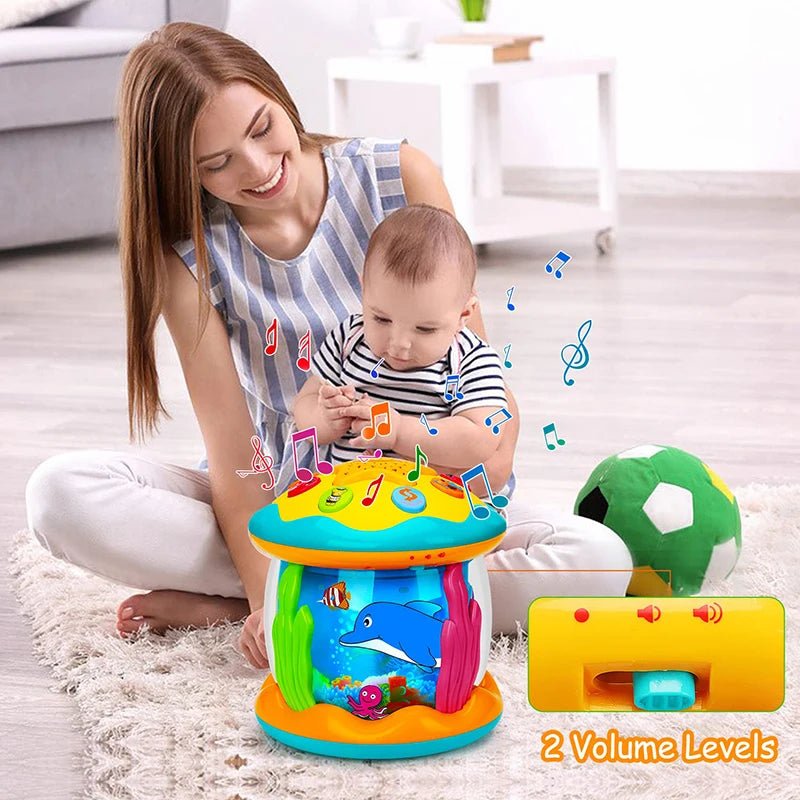 תוף מקרן אוקיינוס לפעוטות – אורות, מוזיקה וסיבוב – תמונה 5