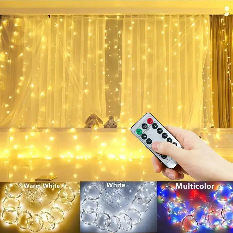 וילון אורות לד לסילבסטר עם שלט – USB – תמונה 2