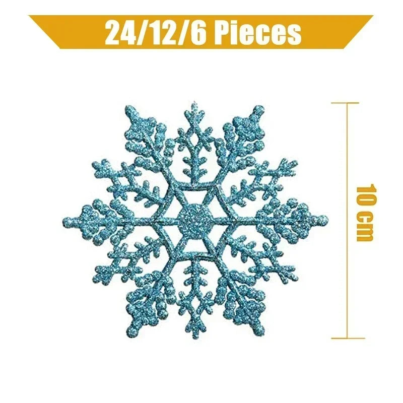 פתיתי שלג נוצצים לעץ האשוח – 10 ס״מ, 12 או 24, 9 צבעים – תמונה 4